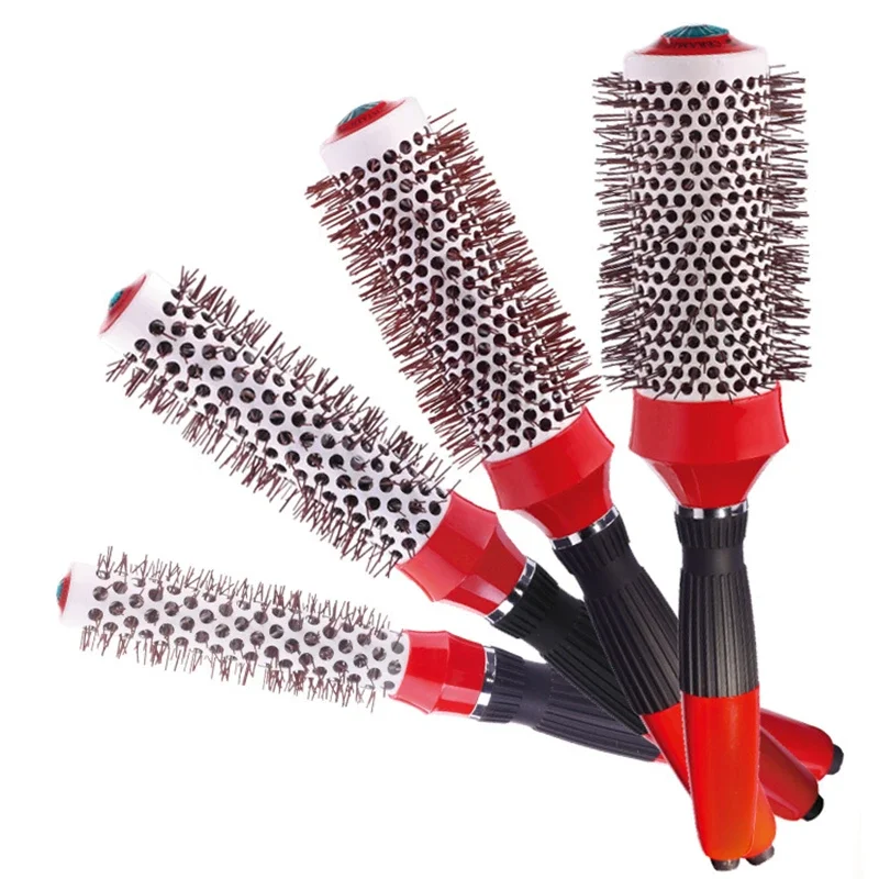 

Professional Anti-static hair comb High Temperature aluminum Iron Round Comb 6 Size Hair Tools Hair Brush