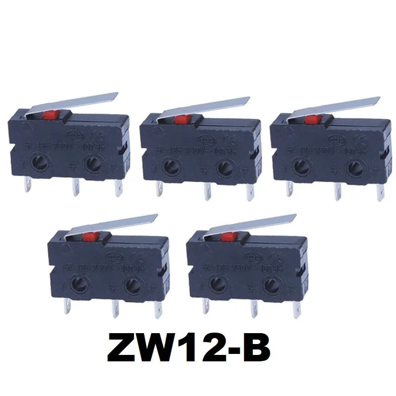 5PCS Micro Switch ZW12-B 10mm x 20mm Reset Switch 3 Pin 5A 250VAC ZW12 Series Tact Switch Non Locking