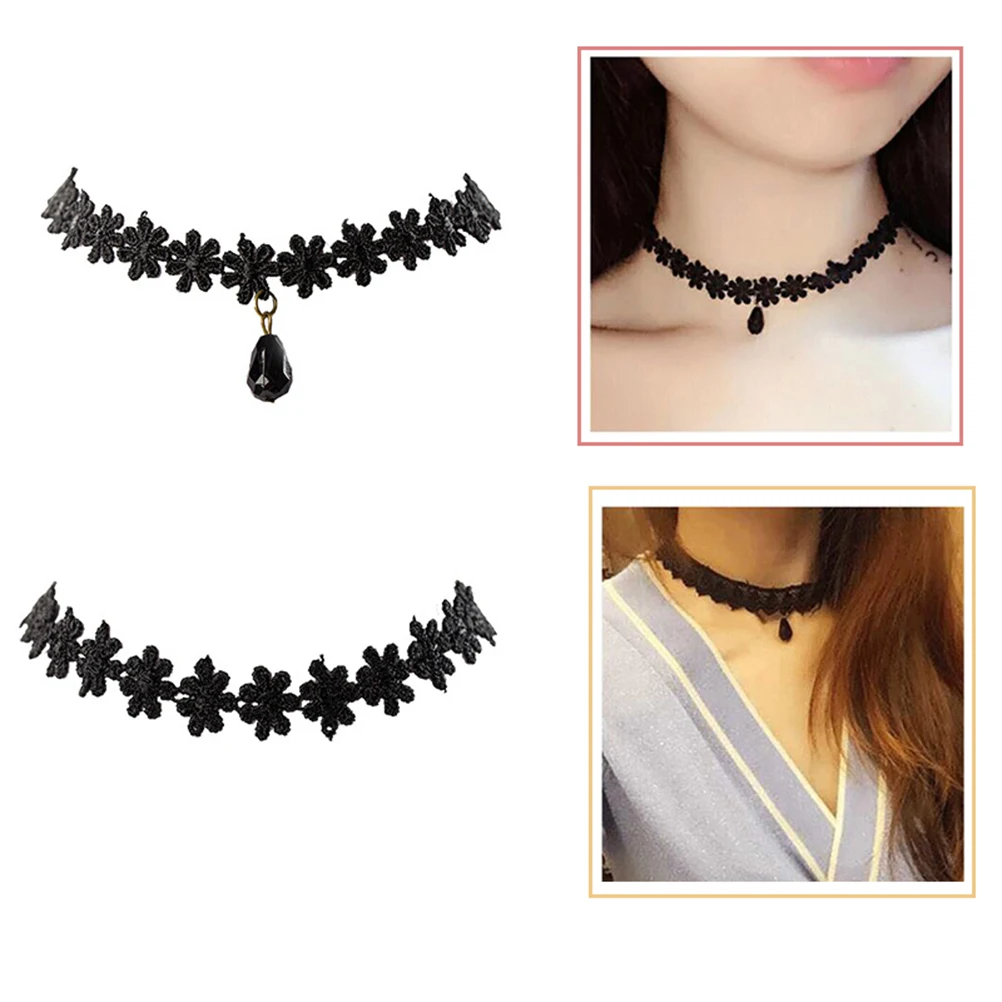 

12 Pieces Choker Necklace Women Collar Goth Jewelry Girls Steampunk Accessories Lace Elegant Simple Cute Valentines Gift