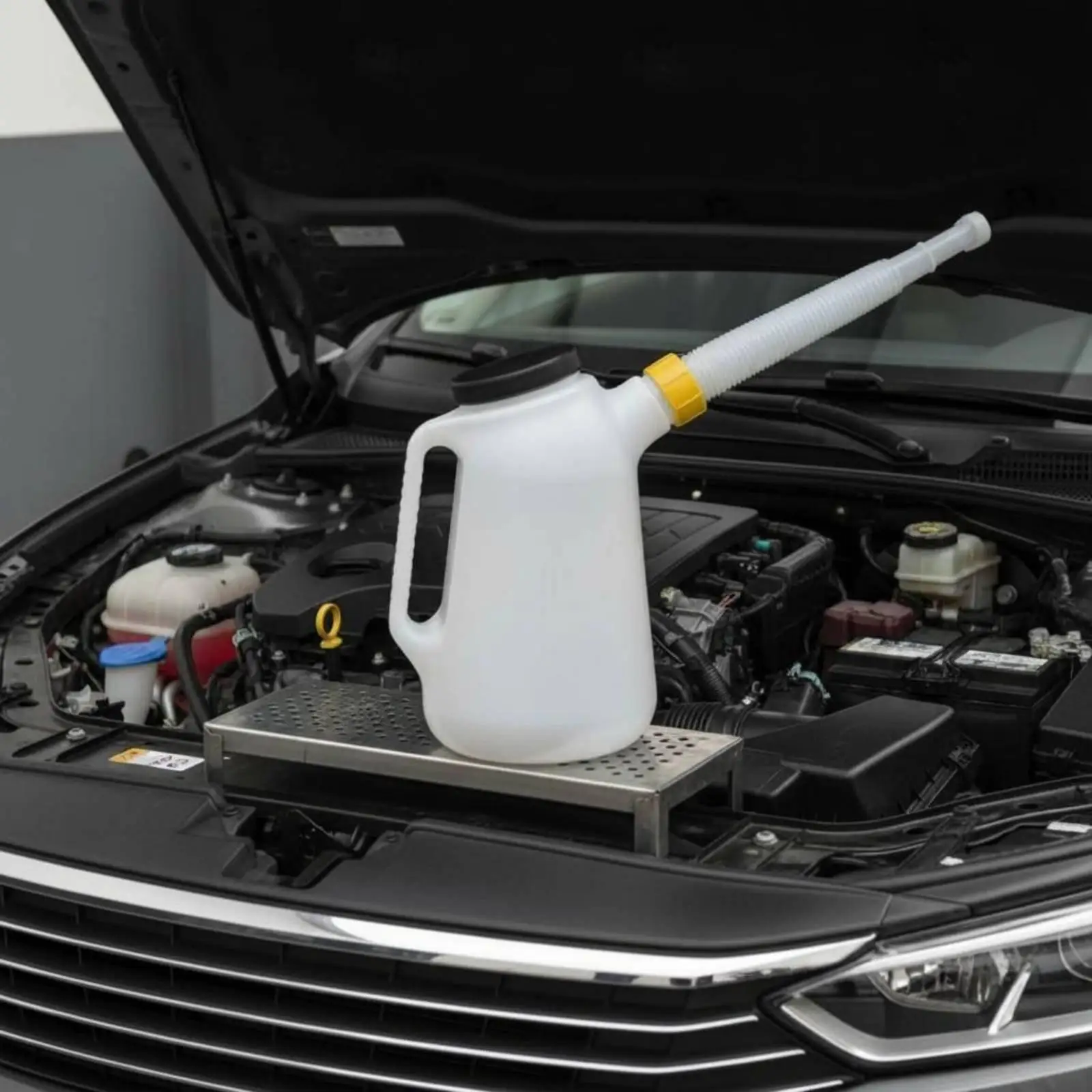 Graduated HDPE Oil Dispenser Manual Pour Jug Flexible Spout for Precise Engine Oil Topping in Garage Scenarios