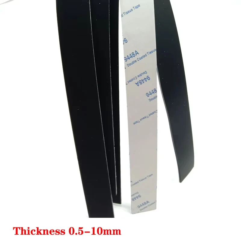 

1Pcs Black Silicone Strip Self-adhesive Sealing Gasket Non-Slip Resistant Pad Thickness 1000x10/20/30x0.5/1/2/3mm