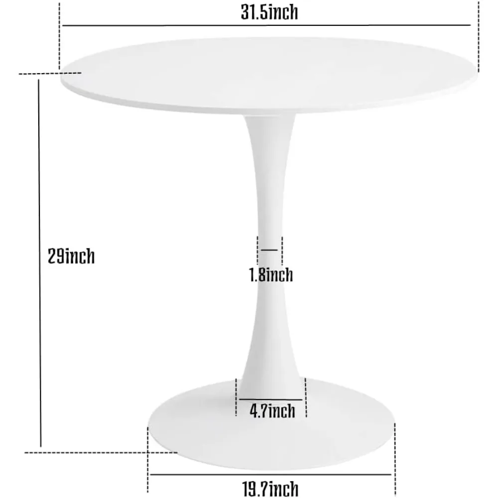 طاولة طعام مستديرة باللون الأبيض مع قاعدة بقاعدة، طاولة غرفة طعام توليب حديثة مقاس 31.5 بوصة تتسع لـ 1-4 أشخاص، طاولة طعام بقاعدة مستديرة #2
