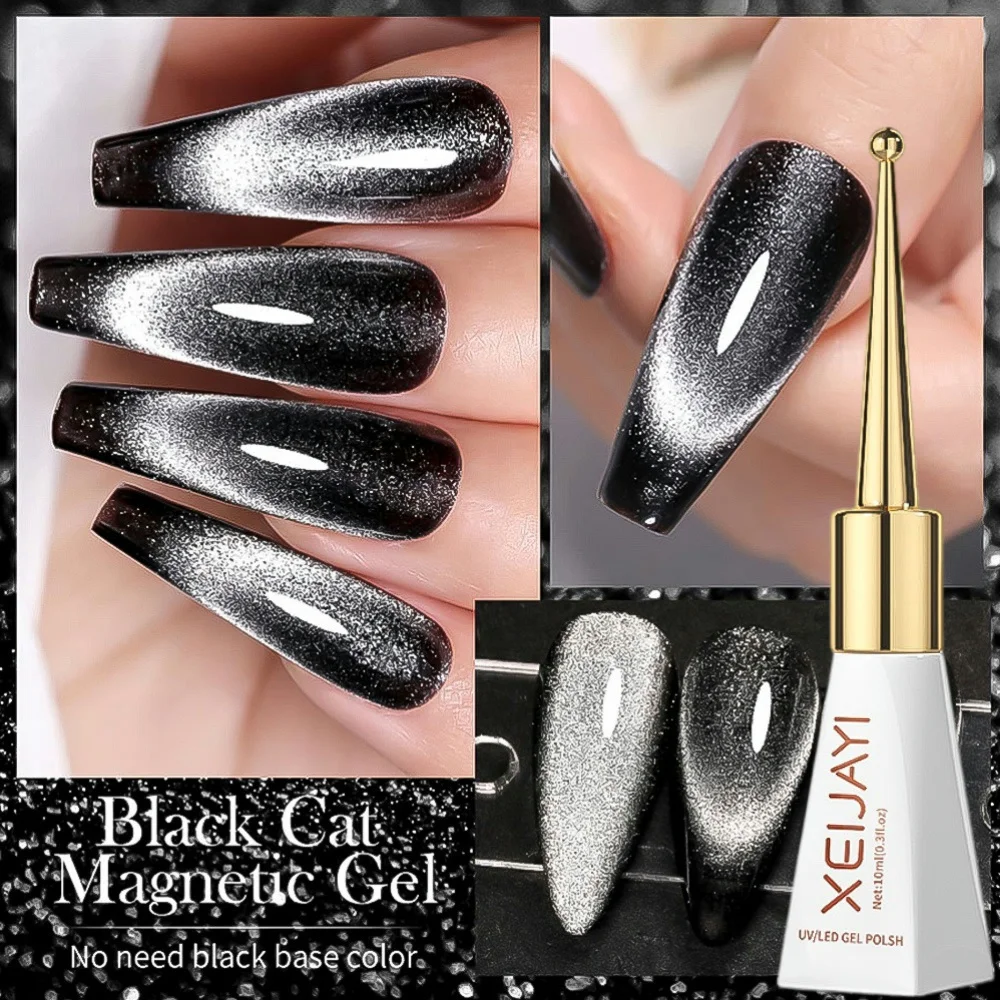 10ml Glitter Mirror Porcelain สีขาว Cat Eye Gel Magnetic Galactic Effect เจลเล็บ Soak Off UV LED เล็บเคลือบเงา