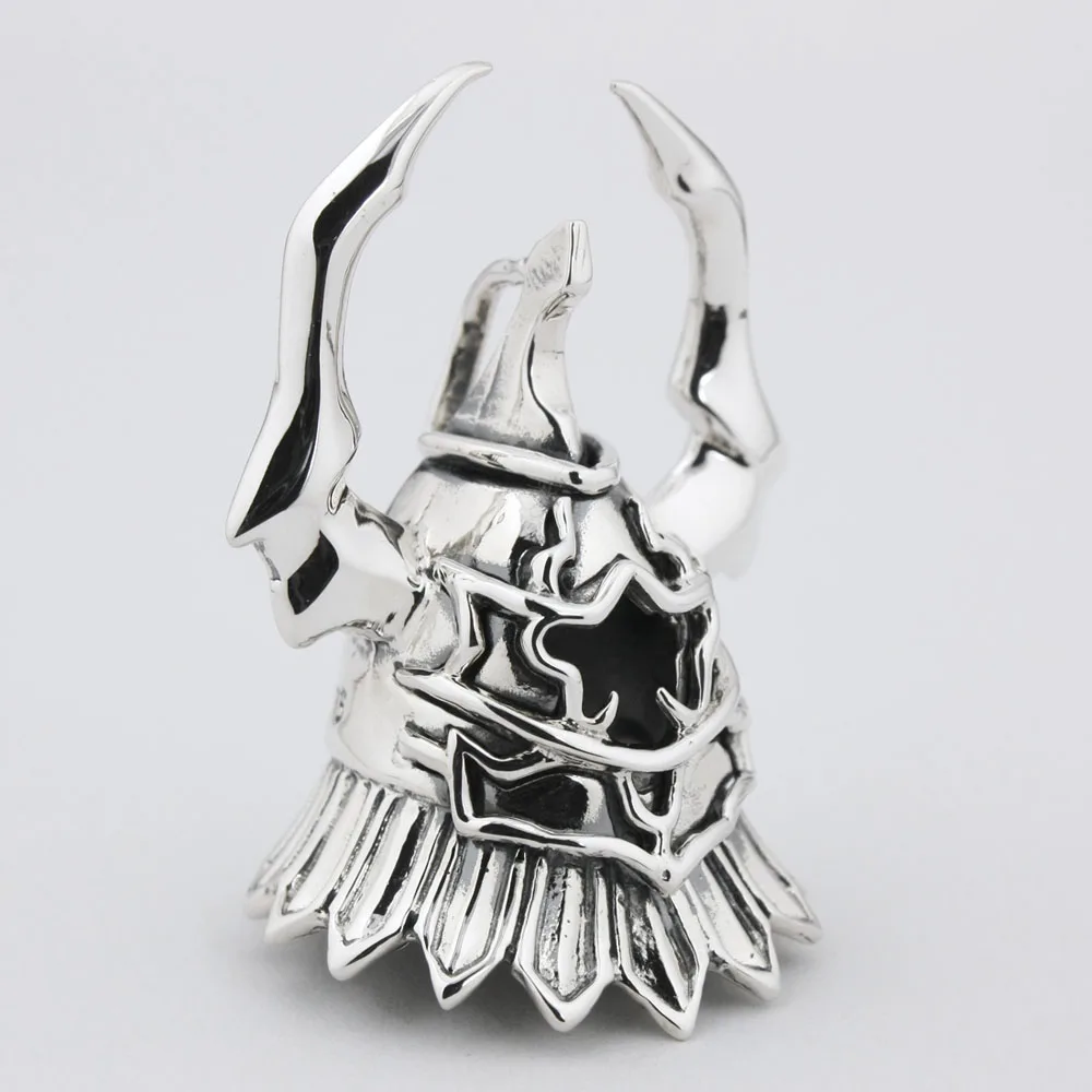 925 Sterling Silver Black Knight Dard Lord Helmet Pendant 8N018