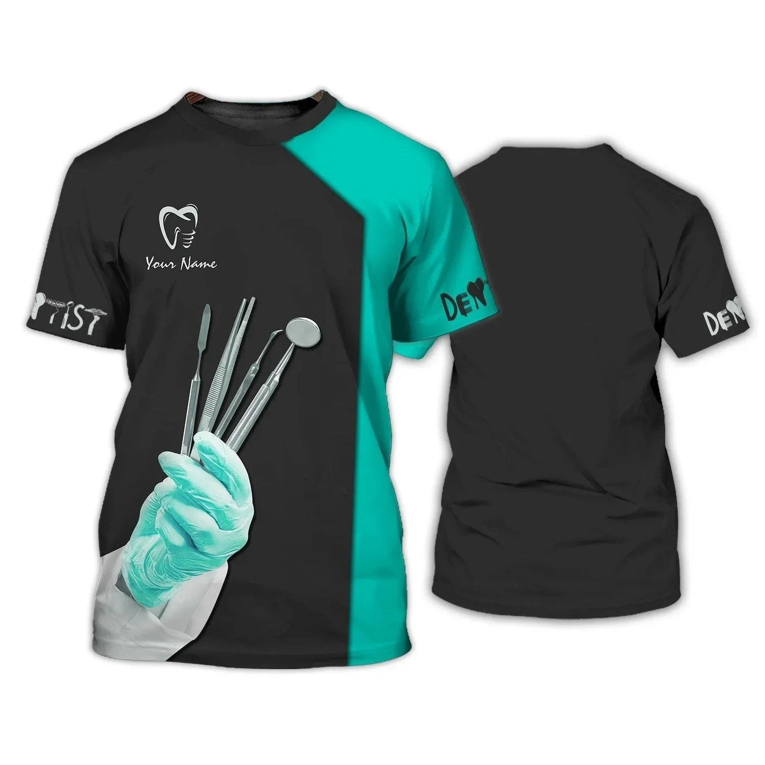 Dentist Work Dress Fun 3D Simulation Printed Men\'s And Women\'s Cosplay Hip Hop Personality Crewneck Short Sleeve Street T-shirt