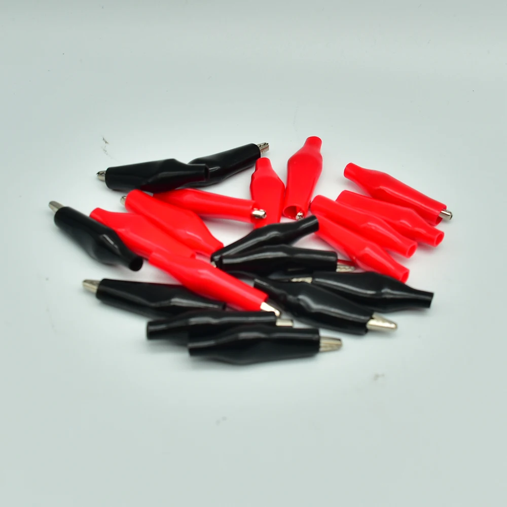 20pcs28MM Metal Alligator Clip G98 Crocodile Electrical Clamp Testing Probe Meter Black Red with Plastic Boot Car Auto Battery