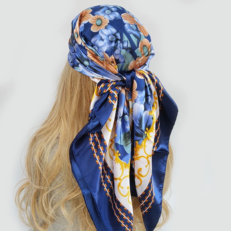 2022 Fashion Imitated Silk Scarf Ladies Outdoor Print Luxury Neck Hair Decorate Headband Scarf Outdoor Small Kerchief Soft Wrap