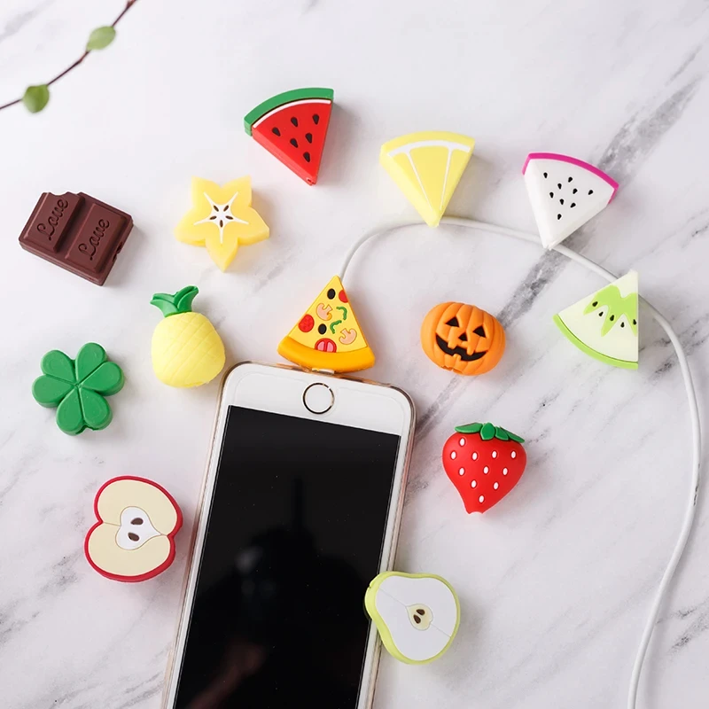 

Cute Cartoon Phone USB Cable Protector For Apple iphone Cable Chompers Cord Fruit Bite Charger Wire Holder Organizer Protection