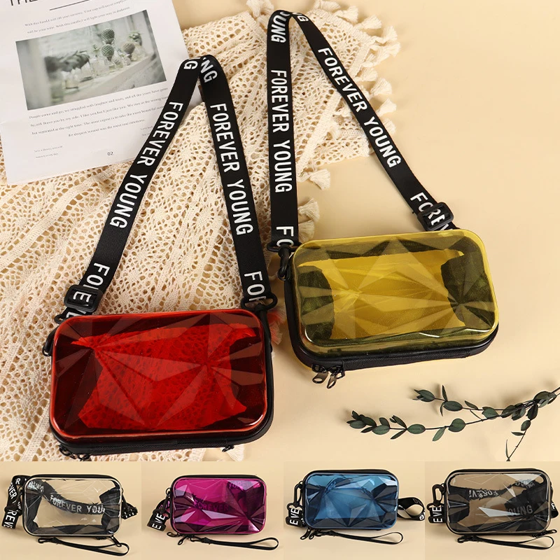 Transparente Umhängetasche für Damen, Kofferform, Mini-Schultertasche, PVC-Jelly-Clutch-Box-Tasche – Detail 2