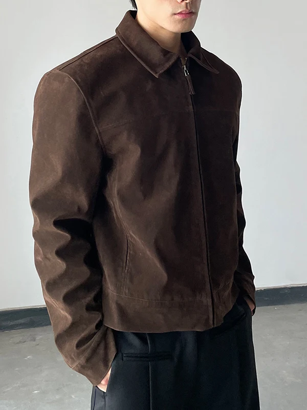 

Американский ретро-пиджак из вельвета с воротником-стойкой на молнии, повседневный, свободного кроя, из искусственной кожи, комфортный, из полиэфирного волокна