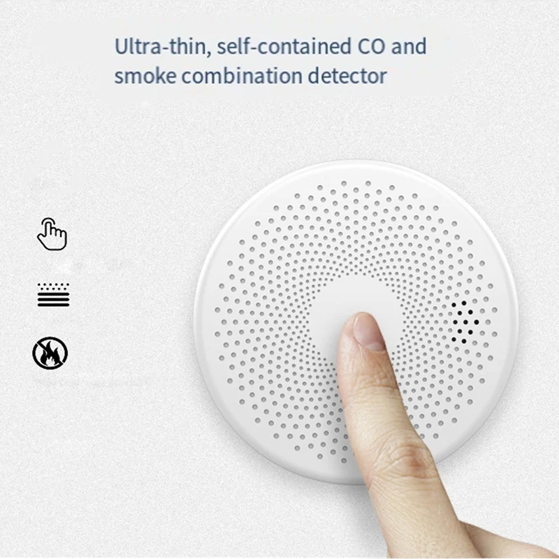 

Tuya Wifi Carbon Monoxide Smoke Detector 2-In-1 Smoke Sensor Smart Life APP Control Fire Alarm Security Protection