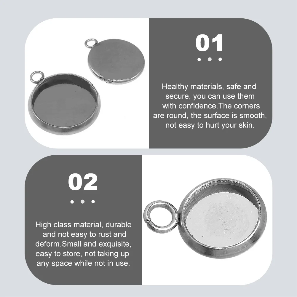 

50Pcs Stainless Steel Pendant Trays DIY Jewelry Making Supplies Rhinestone Bezels Durable Round Bezel Pendants