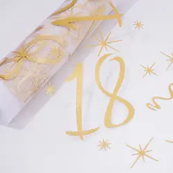 15M Golden Organza Table Runner, Birthday Number 18 Party Table Runners Decoration for Party