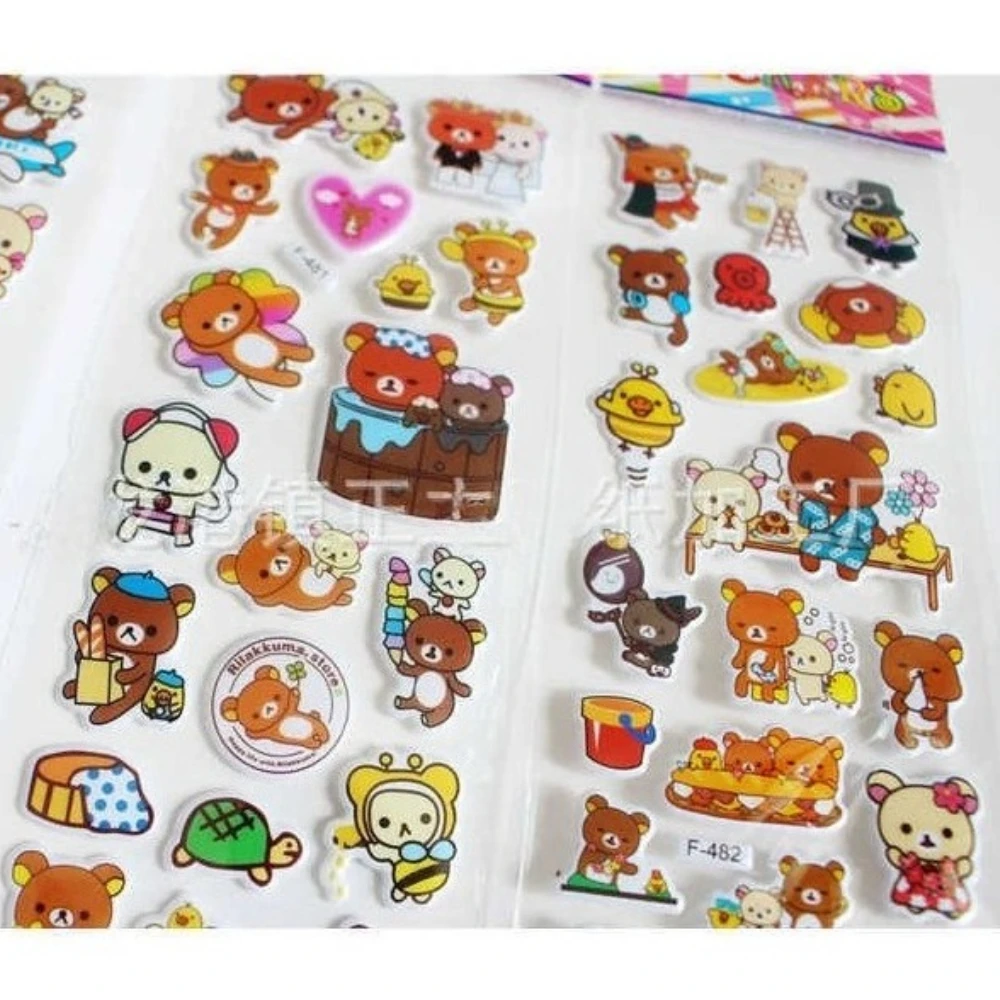 12Sheets Cartoon Rilakkuma Bubble Stickers Kawaii Anime Three Dimensional 3D Puffy Bulk Sticker Kids Girls DIY Toys Sticker Gift view 5