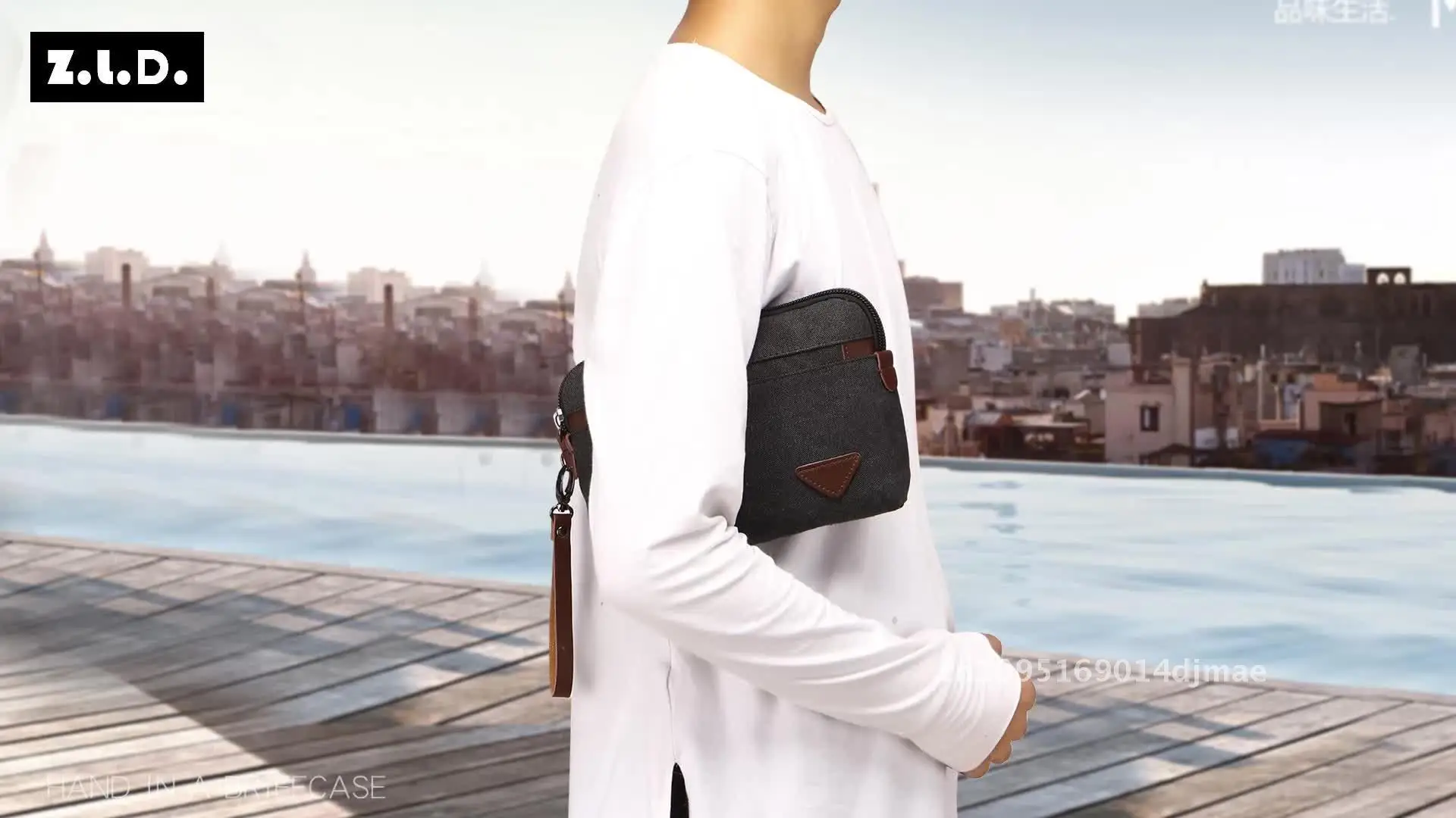 

Men's Large Capacity Long Wallet Urban Minimalist Canvas Clutch Handbag Coin Purse Mobile Phone Bag Underarm Bag Solid Color