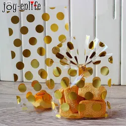 Transparent Dot Candy Packaging Bag Wedding Birthday Party Decoration Gold White Polka Dot Plastic  Cellophane Bag Gift Supplies