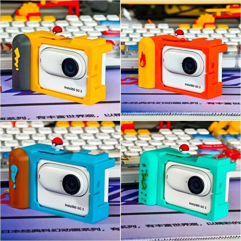 

Pokemon Pikachu 3D Printing Rubber Armor Camera Body Case for Insta360 Go3 / 3s Creative Shockproof Cover Accessories Gifts New