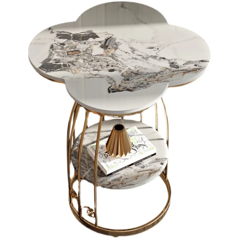 Light luxury sintered stone side table, stainless steel side cabinet, sofa small coffee table, living room balcony lucky corner