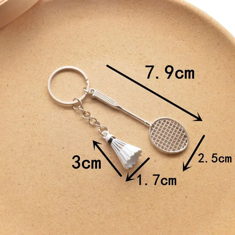 Wholesale Mini Badminton Racket Shuttlecock Keychain Sport Bag Pendant Charm Key Ring Souvenir Decor Creative
