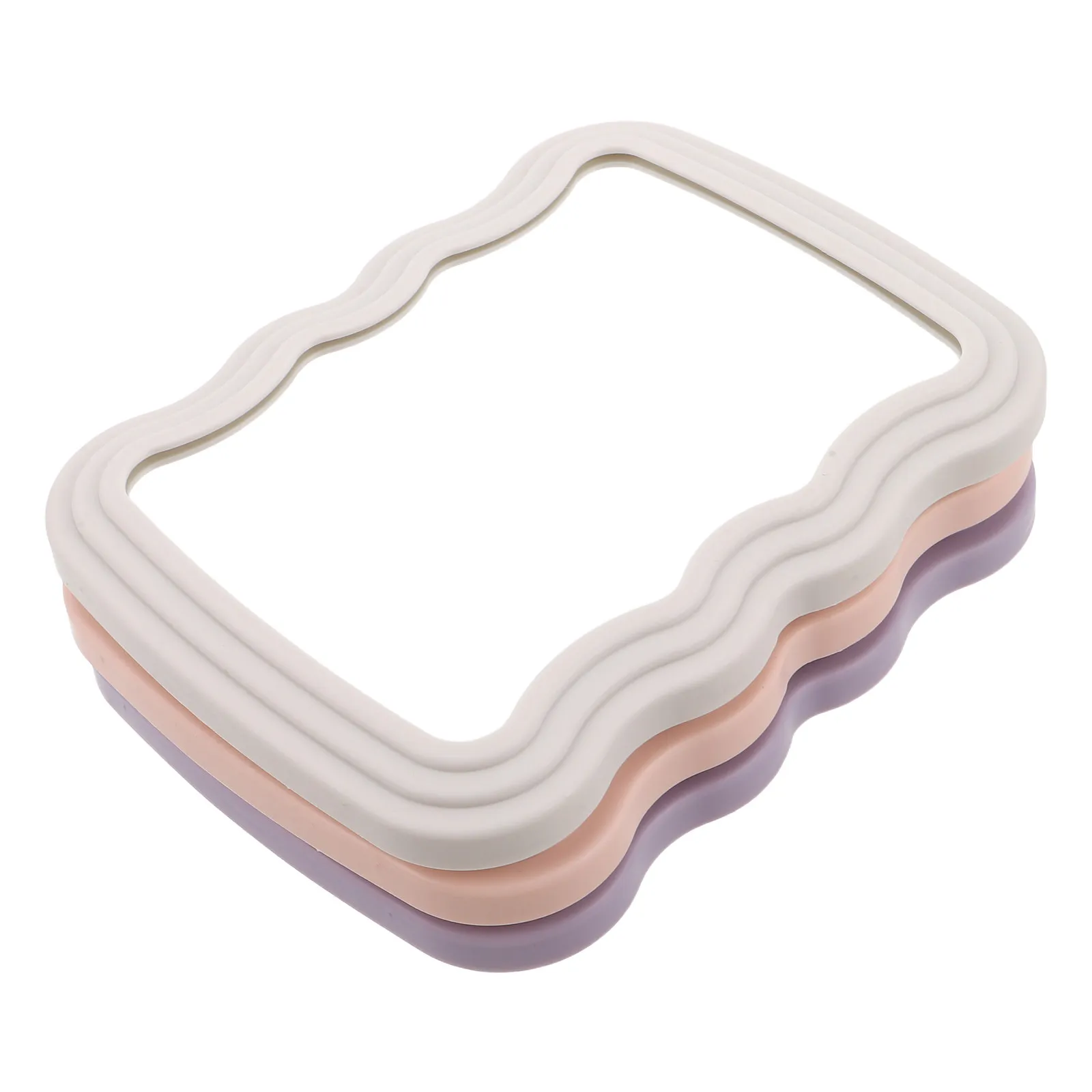 

3Pcs Wave Foldable Makeup Mirror Portable Standing Hanging Vanity Mirror Adjustable Angle Bedroom Bathroom Desk Decor