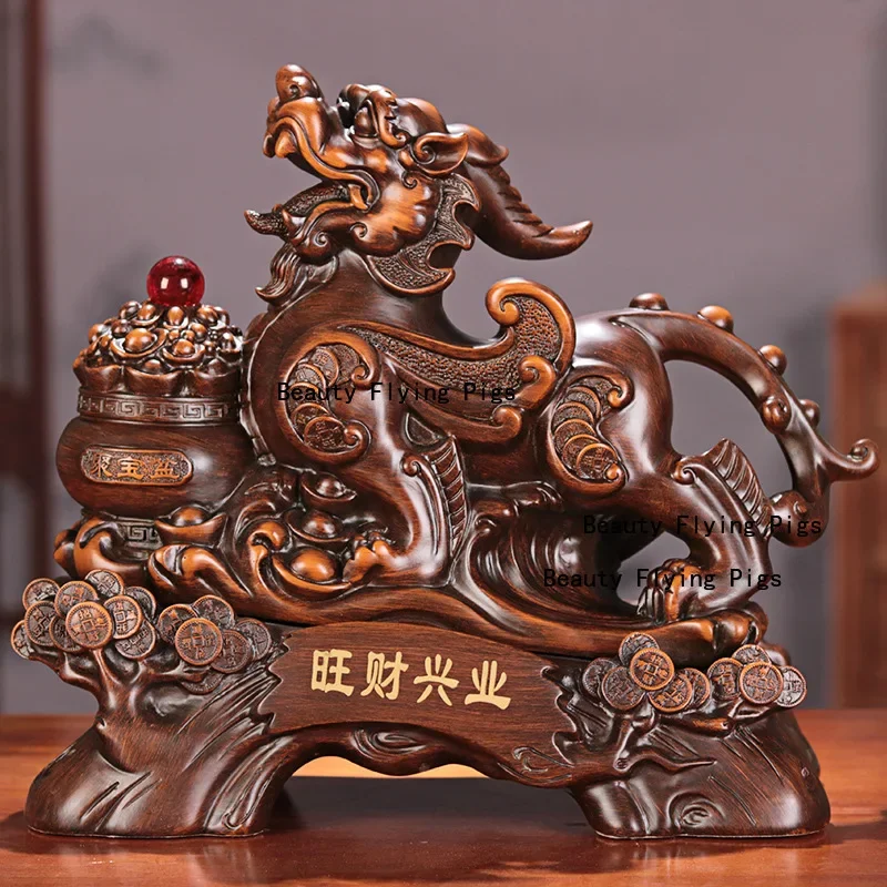 Resin Pixiu Feng Shui Ornament Chinese Home Furnishing Office Store Opened Gift Giving Crafts Home Decoration Accessories
