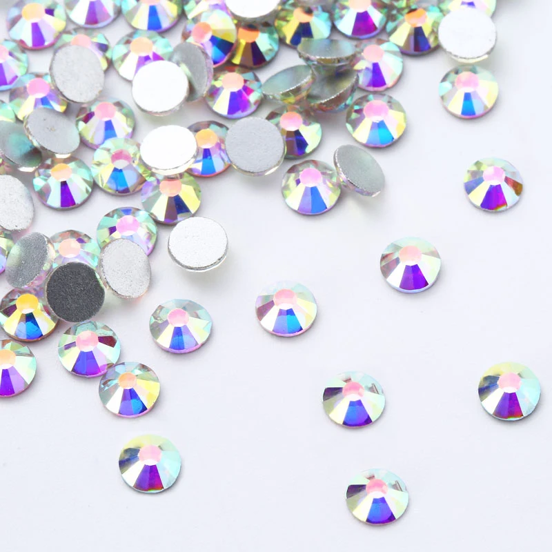 Super Glitter SS3-SS30 Crystal Rhinestones AB Flat Back Nail Rhinestone 3D Non HotFix Nail Art Decoration DIY Glass Manicure 400