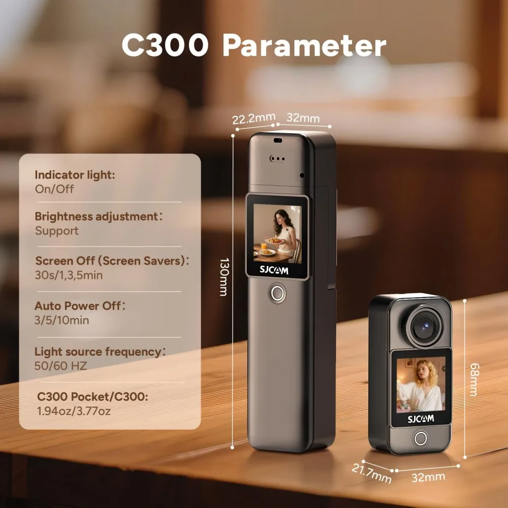 كاميرا SJCAM Action C300 كاميرا رياضية للجيب 4K30FPS -5G WiFi، بطارية مزدوجة 460 دقيقة لمدونة الفيديو وركوب الدراجات والغوص #4