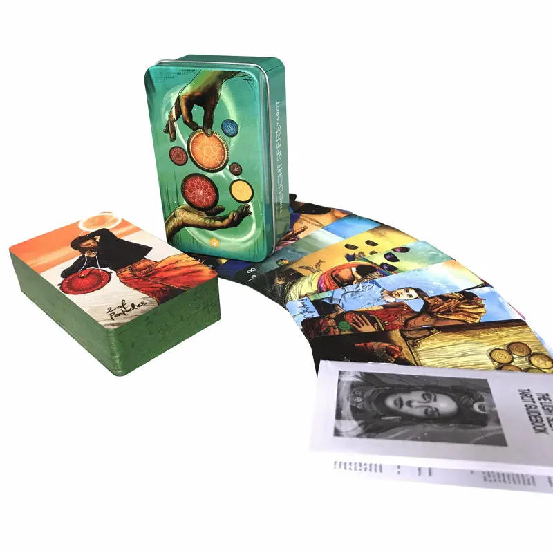 Baraja de Tarot con borde dorado, nueva caja de hojalata con luz, explorador, Tarot, ocio, entretenimiento, juegos, cartas, reuniones familiares,