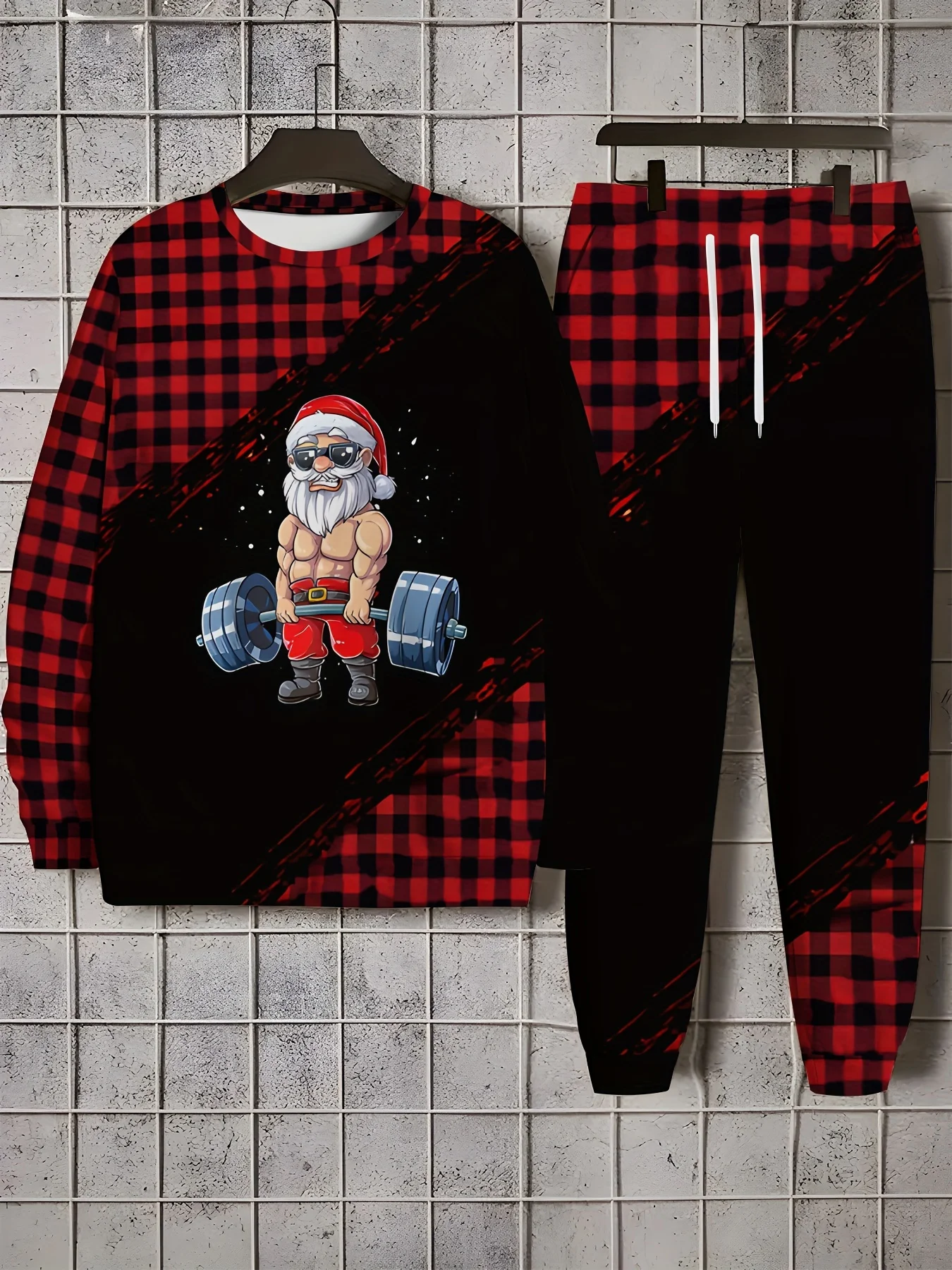 

Рождественский комплект одежды, осенне-зимняя мужская модная толстовка с 3D принтом, костюм, повседневная спортивная одежда, толстовка, спортивные штаны, комплекты из 2 предметов
