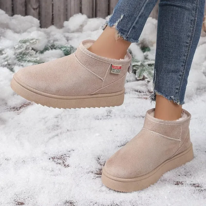 Women's Winter Snow Boots Anti-slip Wear-resistant Round Head Platform Shoes Keep Warm Middle Follow Outdoor Winter Boots 2024