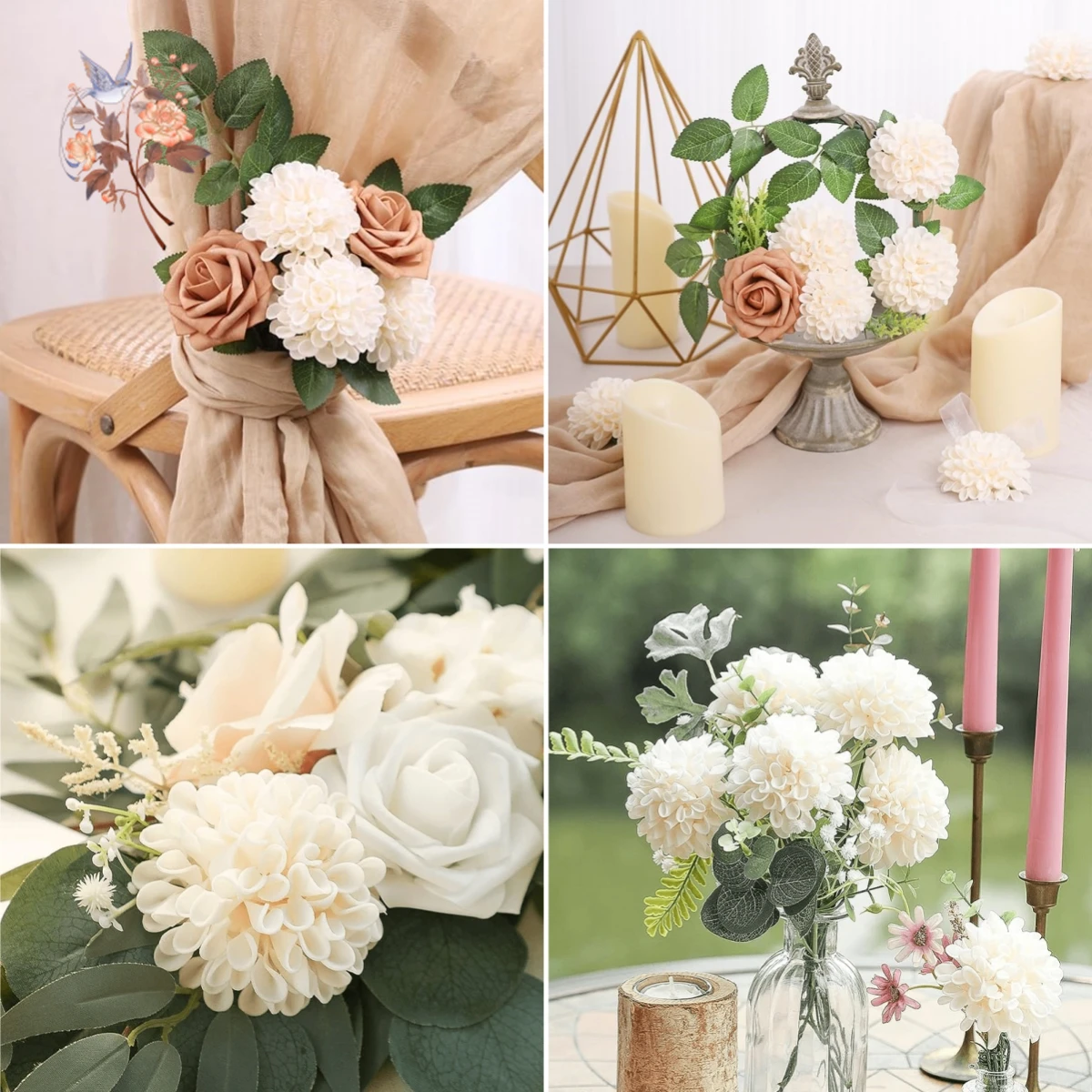 25Pcs Artificial Foam Dahlia Daisy Flowers with Stem DIY Wedding Bridal Bouquet Table Centerpieces Arrangement Party Decoration