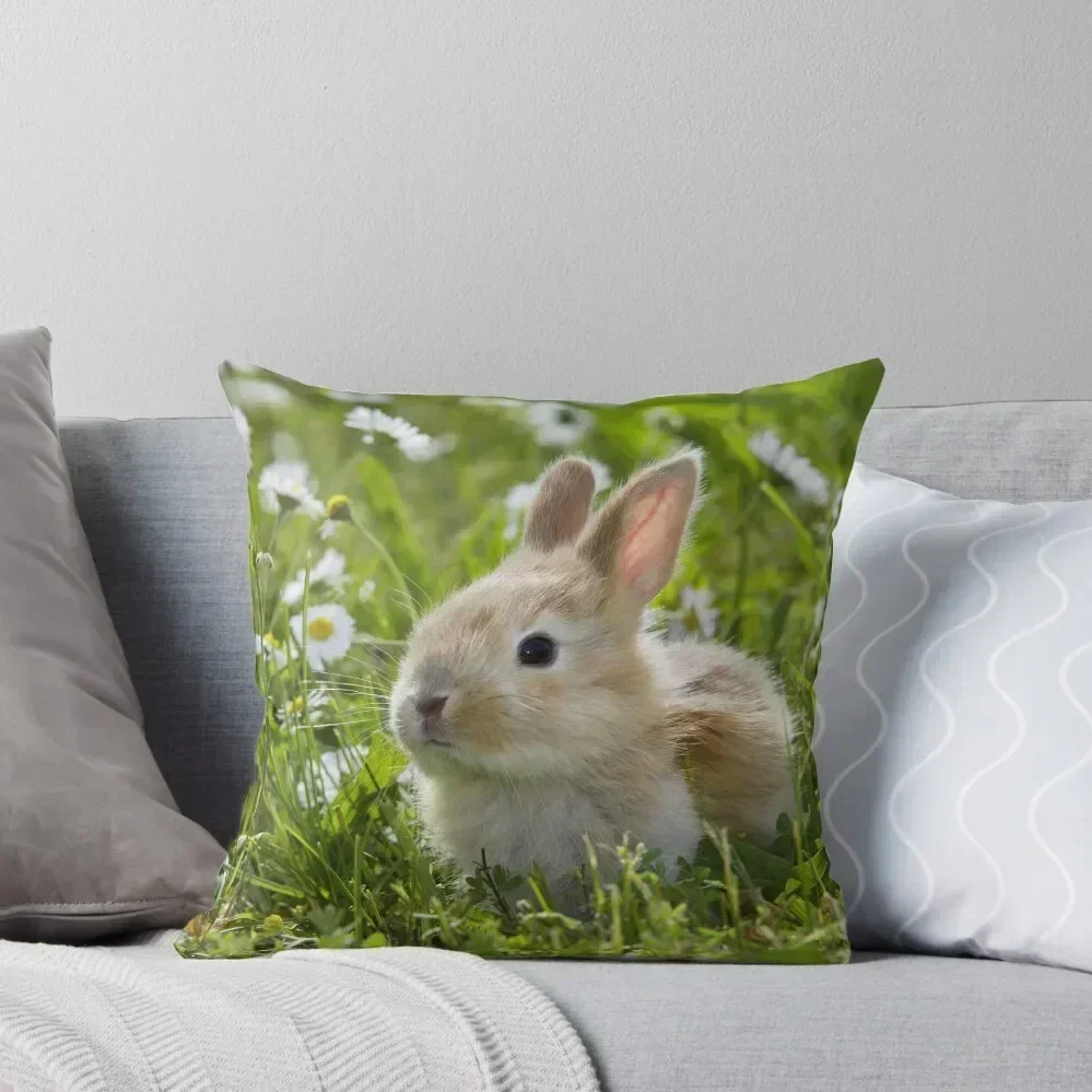 

Cute Baby Bunny Rabbit in the Grass with Daisies Throw Pillow Christmas Covers Decorative pillowcase pillow