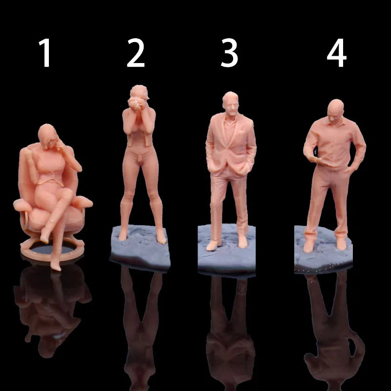 1/87 1:43 피규어 캐주얼 남성 여성, 사무실 작업 미니어처 모델, 모래 테이블 악당 장면, 직접 채색 필요, 1:64