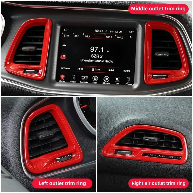 For Challenger Center Console Air Condition Outlet Vent Trim Accessories for Dodge Challenger 2015 2016 2017 2018 2019 2020 2021