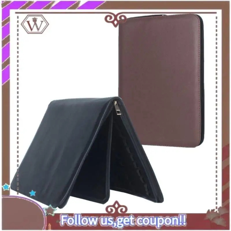 

ABBG-48-Slots Pen Holder Personalized PU Gift Pen Bag Pen Storage Bag Business Office Protective Cover Brown Easy Install Easy T
