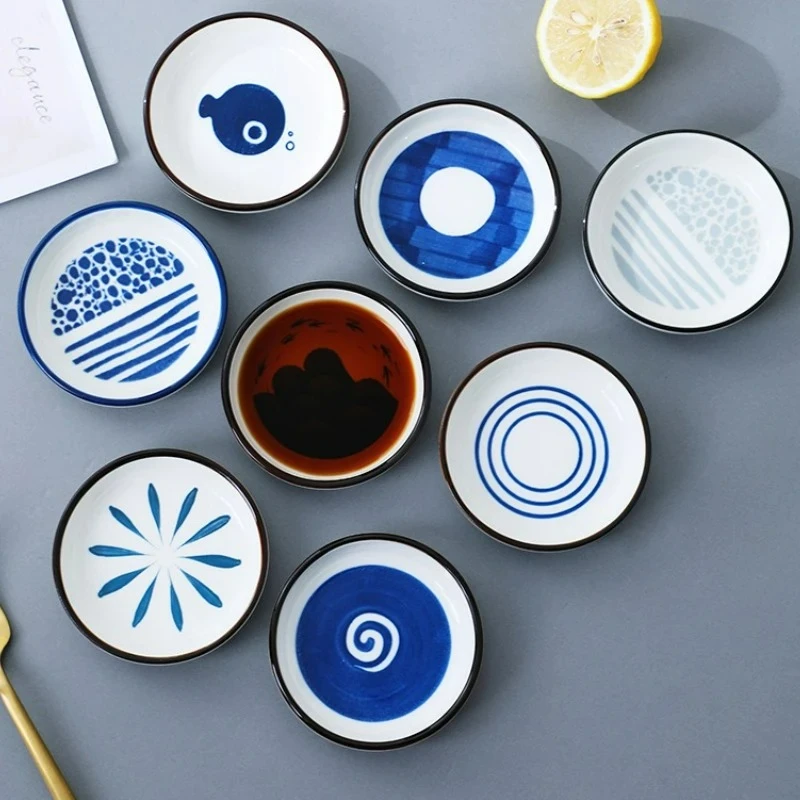 

Japanese Ceramic Seasoning Dish Round Small Plate Household Dish Plates Butter Mustard Sushi Vinegar Soy Dishes Kitchen Supplies