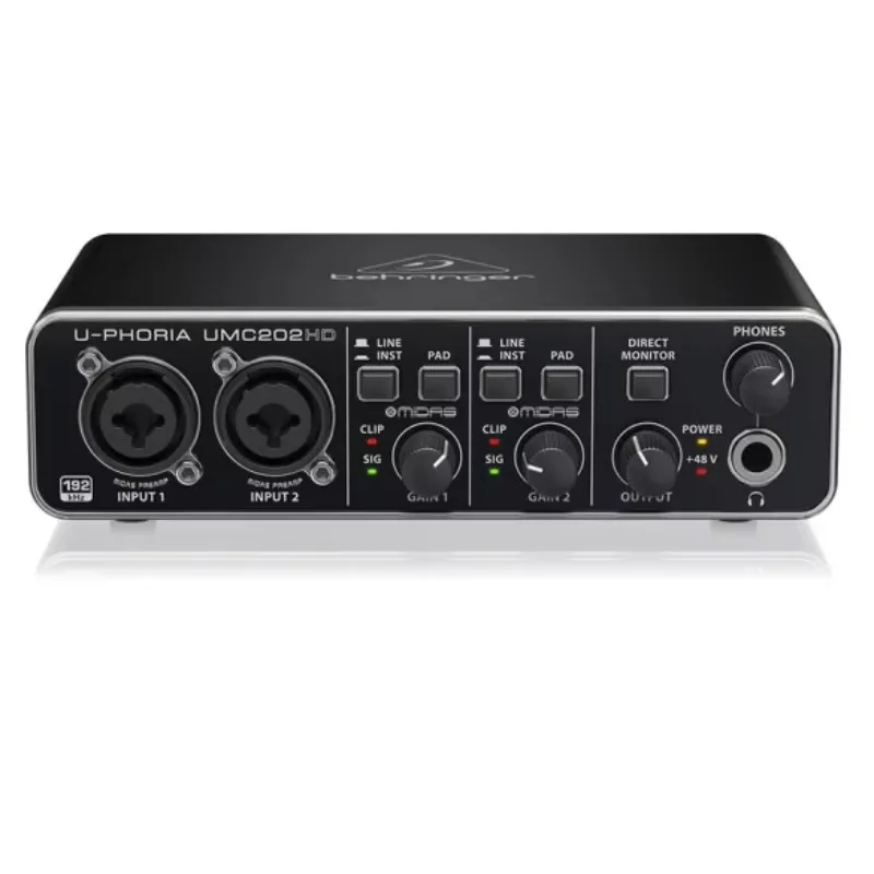 U-PHORIA UMC202HD External Sound Card 2-In/2-Out +48V Phantom Power Zero-Latency Monitoring
