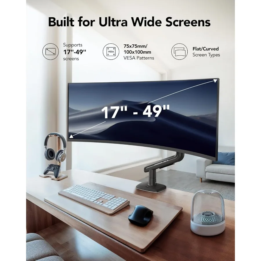 ذراع مراقبة عالي التحمل من TitanLift لشاشات Ultrawide حتى 49 رطل يحمل شاشة مكتبية من الألومنيوم فائق النحافة قابلة للتعديل بالكامل #3