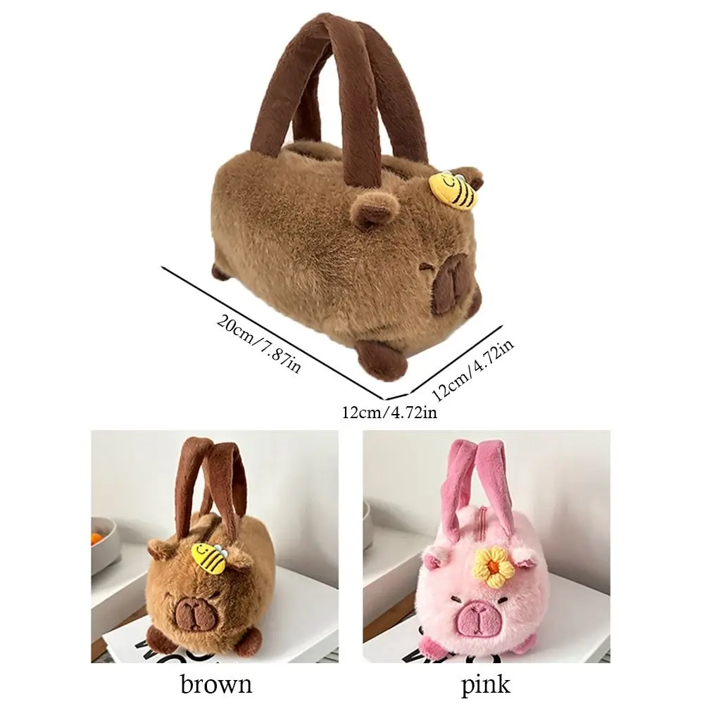 Casual Plush Kapibala Bag Cartoon Printed Large Capacity Handbags Portable Totes for Women Girls