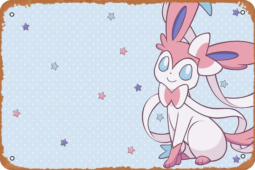 Pokémon, Sylveon Game Poster Home Wall Art Decoration Retro Metal Tin Sign 8x12 inch