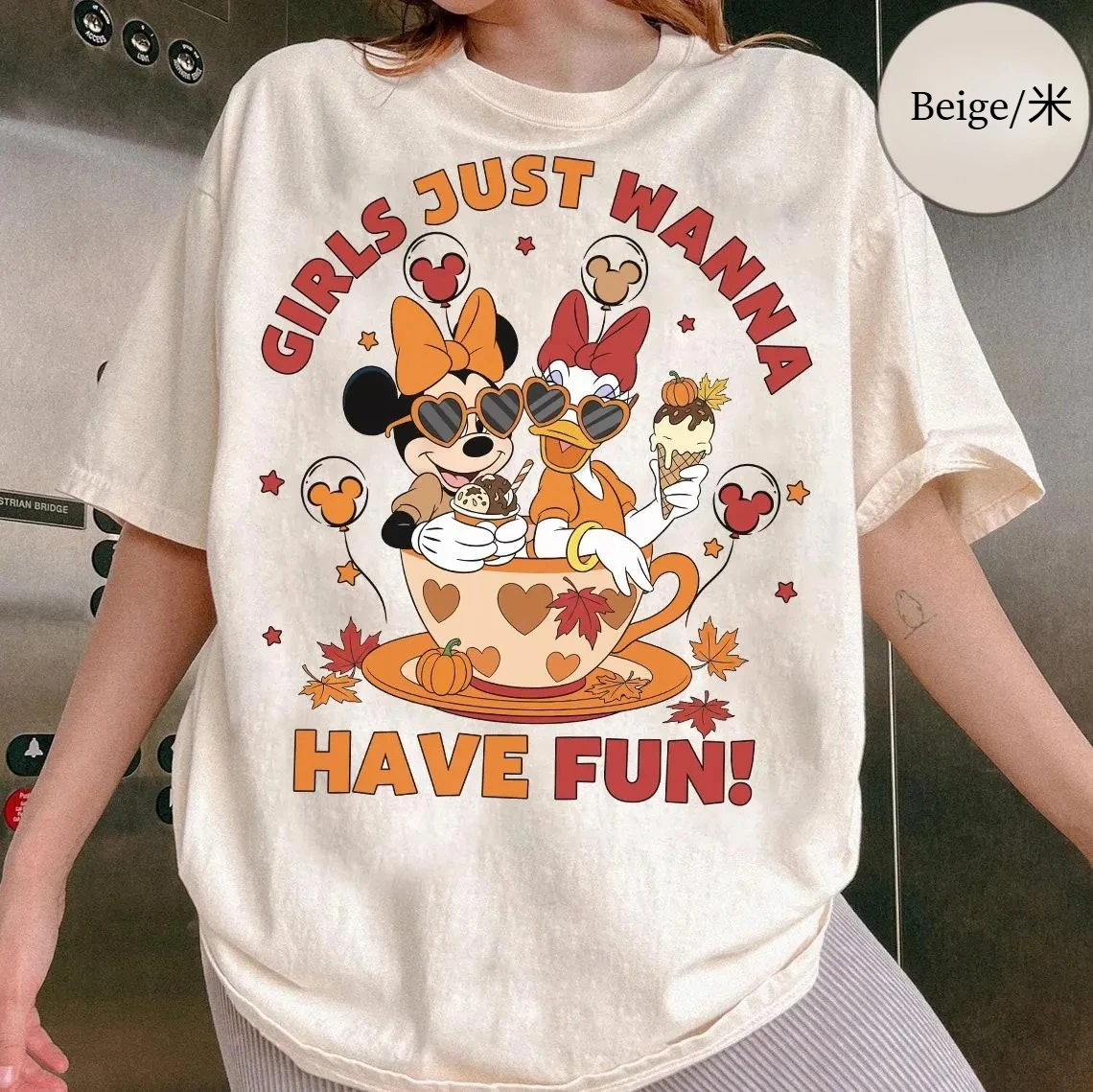 قميص ديزني ميني ديزي ميكي بالون الخريف للهالوين قميص ديزني بيستيس ديزني للفتيات رحلة ميكي والأصدقاء