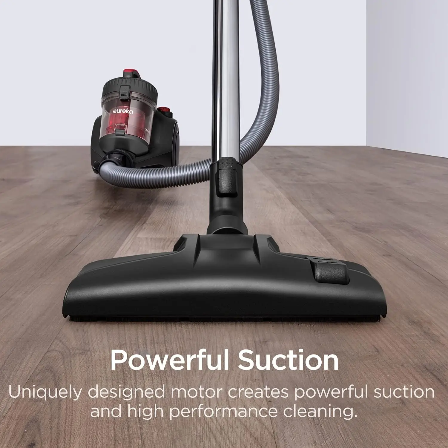 Bagless Canister Vacuum Cleaner Lightweight Home Red WhirlWind Power Suction Low Noise HEPA 25L Dust Container 2in1 Hard Floors