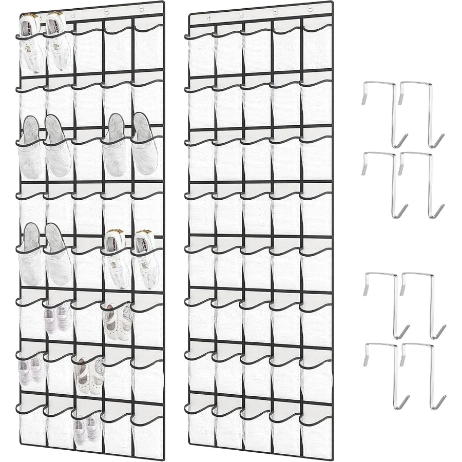 

80 Pockets Over The Door Shoe Organizer 2 Pack Hanging Shoe Organizer Shoe Rack Holder For Door Closet Hanger Each with 40 Pock