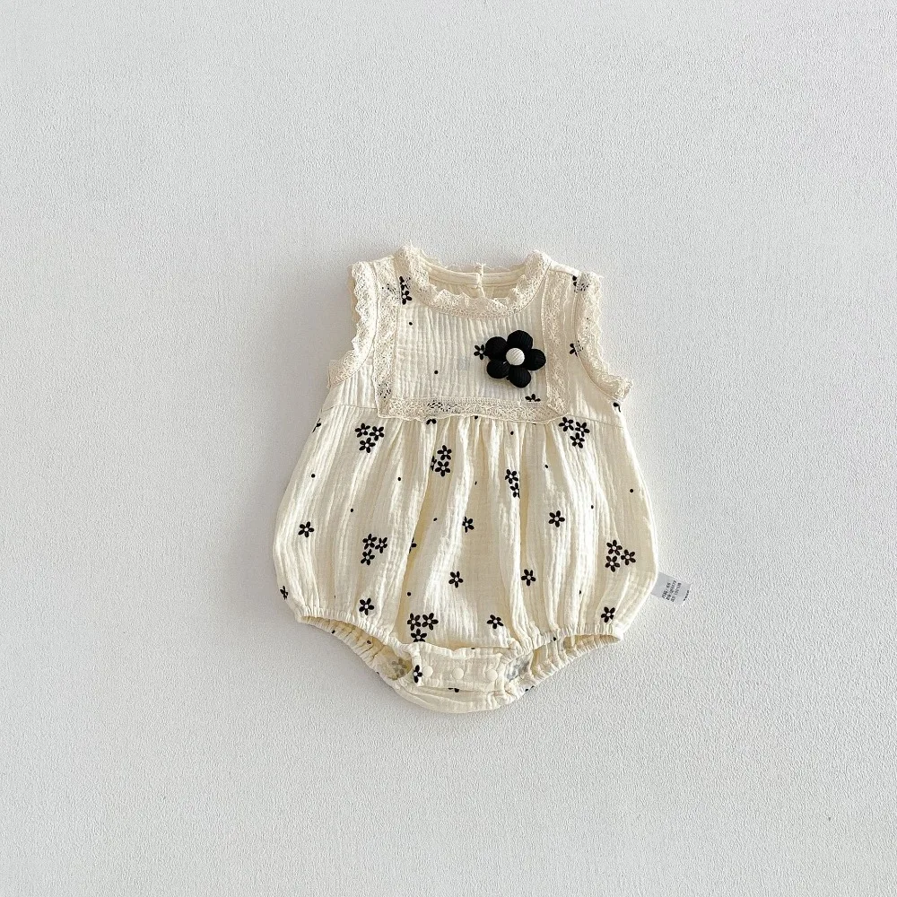 Cute Newborn Baby Girl Romper 0-2Years Princess Girls Sleeveless O-Neck Flower Bodysuit Cotton Outfits Summer Clothes