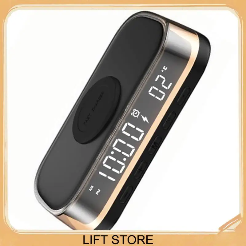 

BTLIFE-Беспроводное зарядное устройство 15 Вт Многофункциональное настольное беспроводное зарядное устройство Часы Будильник Термометр Ночник