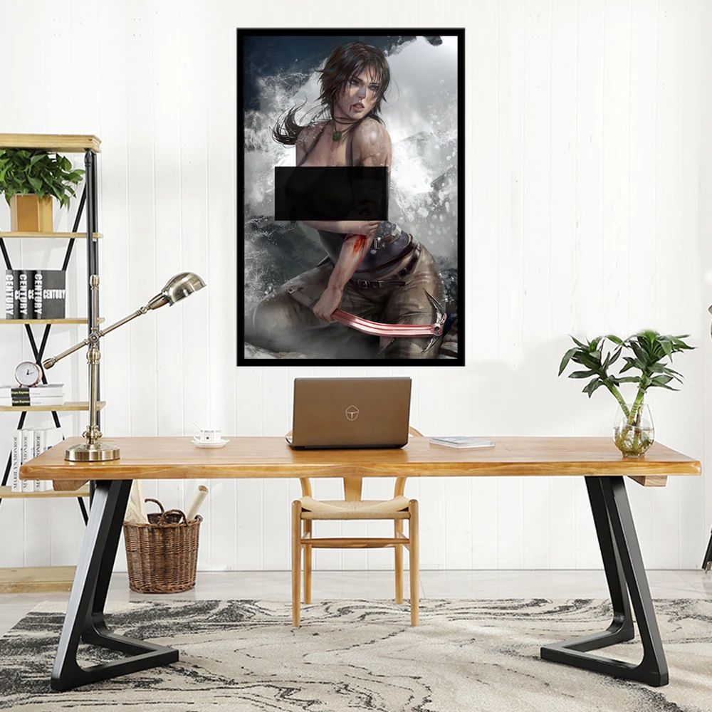 تومب رايدر قماش المشارك اللوحة الزخرفية، لوحة فنية جدارية كبيرة، لارا كروفت HD، ديكور المنزل، حجم مخصص #5