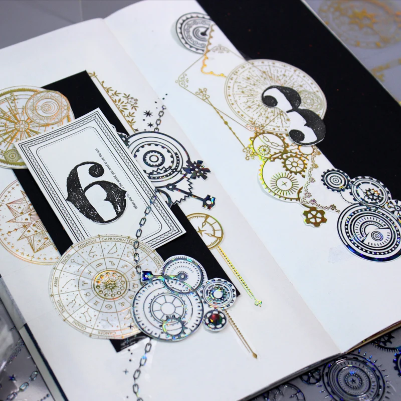 500cm Multiple Specifications Basic Chain Gear Landscaping Laser PET Tape Creative DIY Journal Collage Decor Material Stationery