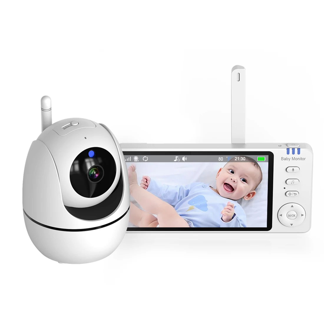 5Inch Intercom Baby Monitor VOX Lullaby Feeding Plan Babysitter Temperature Display Cry DetectionWireless PTZ  Baby Camera