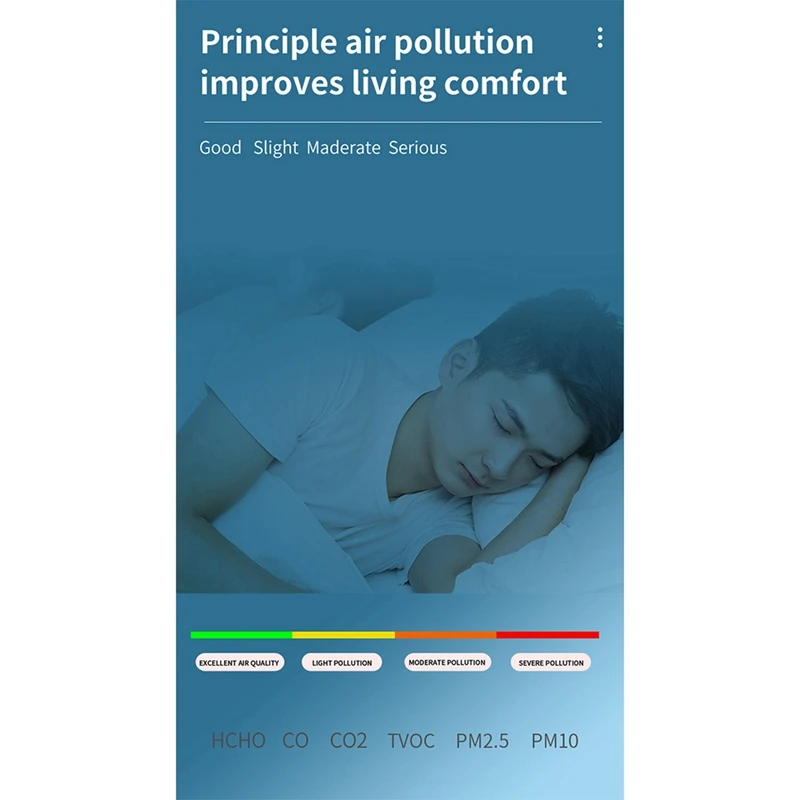 2X 6 In 1 PM2, 5 PM10 HCHO TVOC CO detektor kualitas udara CO2 CO Monitor formaldehida penguji kualitas udara kantor, HITAM