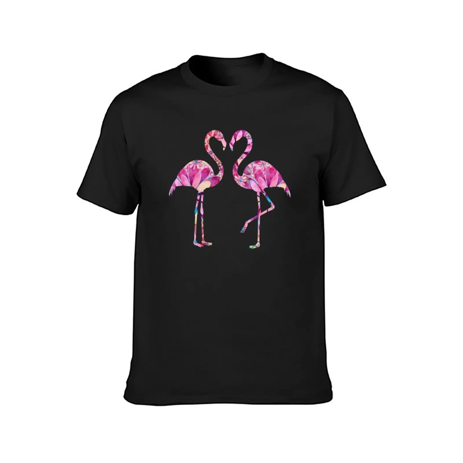 Whimsical Dancing Daisies Pink Flamingos Art T-Shirt customs design your own quick-drying blanks men clothes